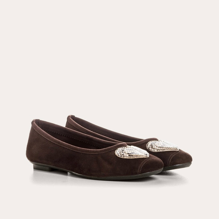 Ballet flats Reqins HOLOVE PYTHON MARRON